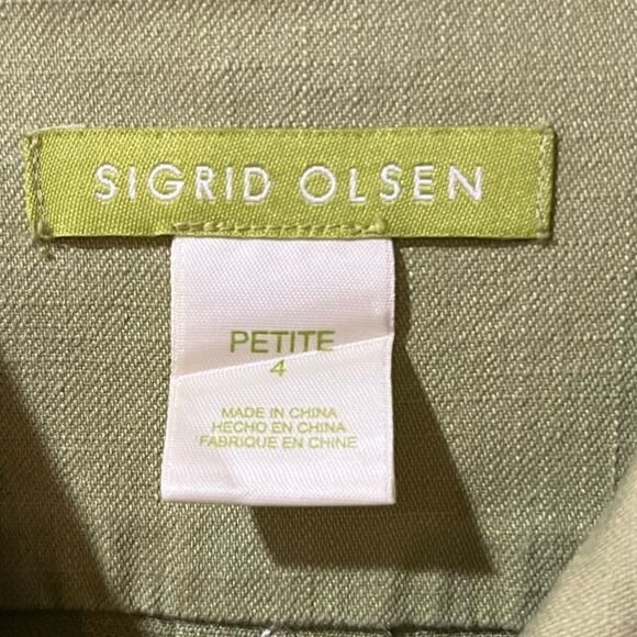 SIGRID OLSEN Long Sleeve Button Up Jacket Green Women’s Size 4P - Picture 3 of 4